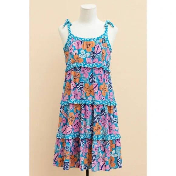 Kat & Jack Girls Dress M 7-8 Boho Cottagecore Floral Garden Tea Party Maxi - Picture 2 of 12